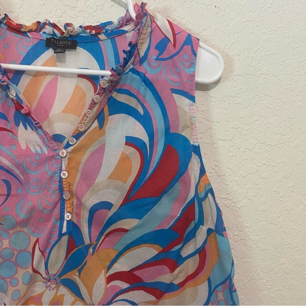 Talbots sleeveless Ruffle Top Size Large - Picture 3 of 9